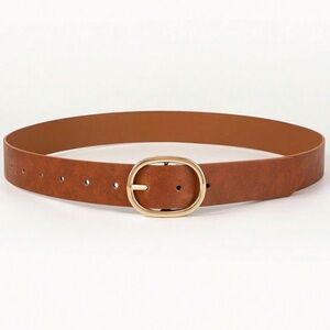 Timeless Brown Leather Belt with Gold Buckle